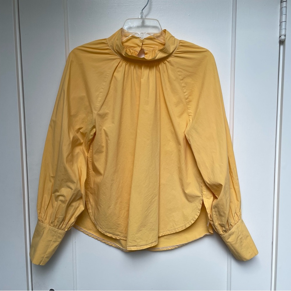 Yellow cotton popover blouse
